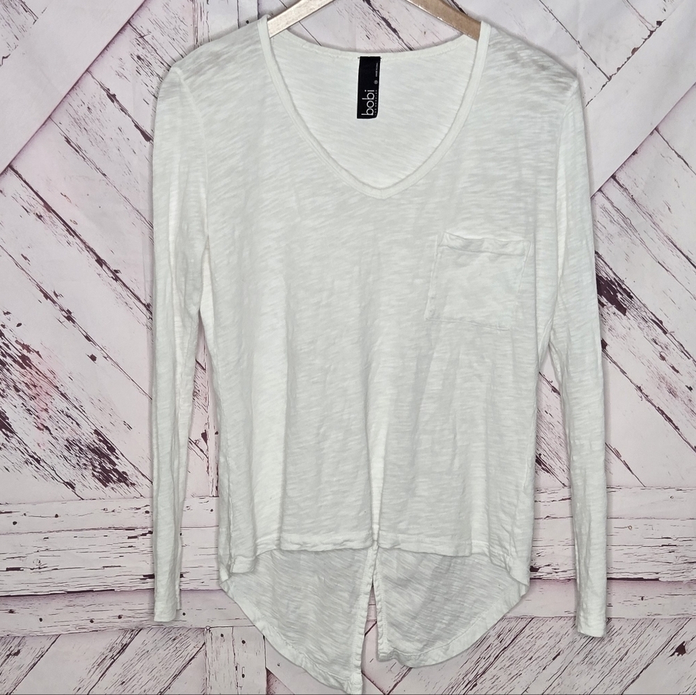 Bobi V-neck Pocket Tee Long Sleeve